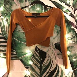 Long Sleeve Mustard Crop Top